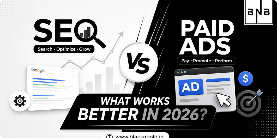 Featured graphic comparing SEO and paid ads in 2026